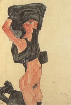 Egon Schiele Kneeling Girl,Disrobing (mk12) Sweden oil painting art